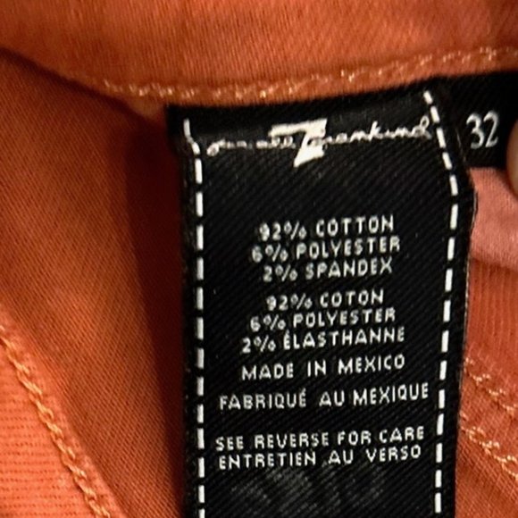 WOMENS 7 FOR ALL MANKIND SLIMMY CORAL DENIM JEANS SIZE 32/34 - Picture 5 of 6